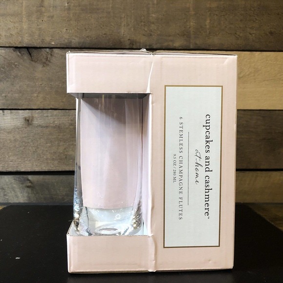Cupcakes & Cashmere at home Set of 6 Stemless Champagne Flutes New in Box - Picture 2 of 8